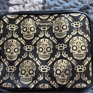 Loungefly Black Bag with Gold Sugar Skull Accents